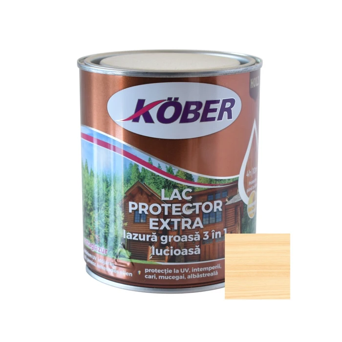 Lac protector extra 3 în 1 pentru lemn Kober incolor 0.75L