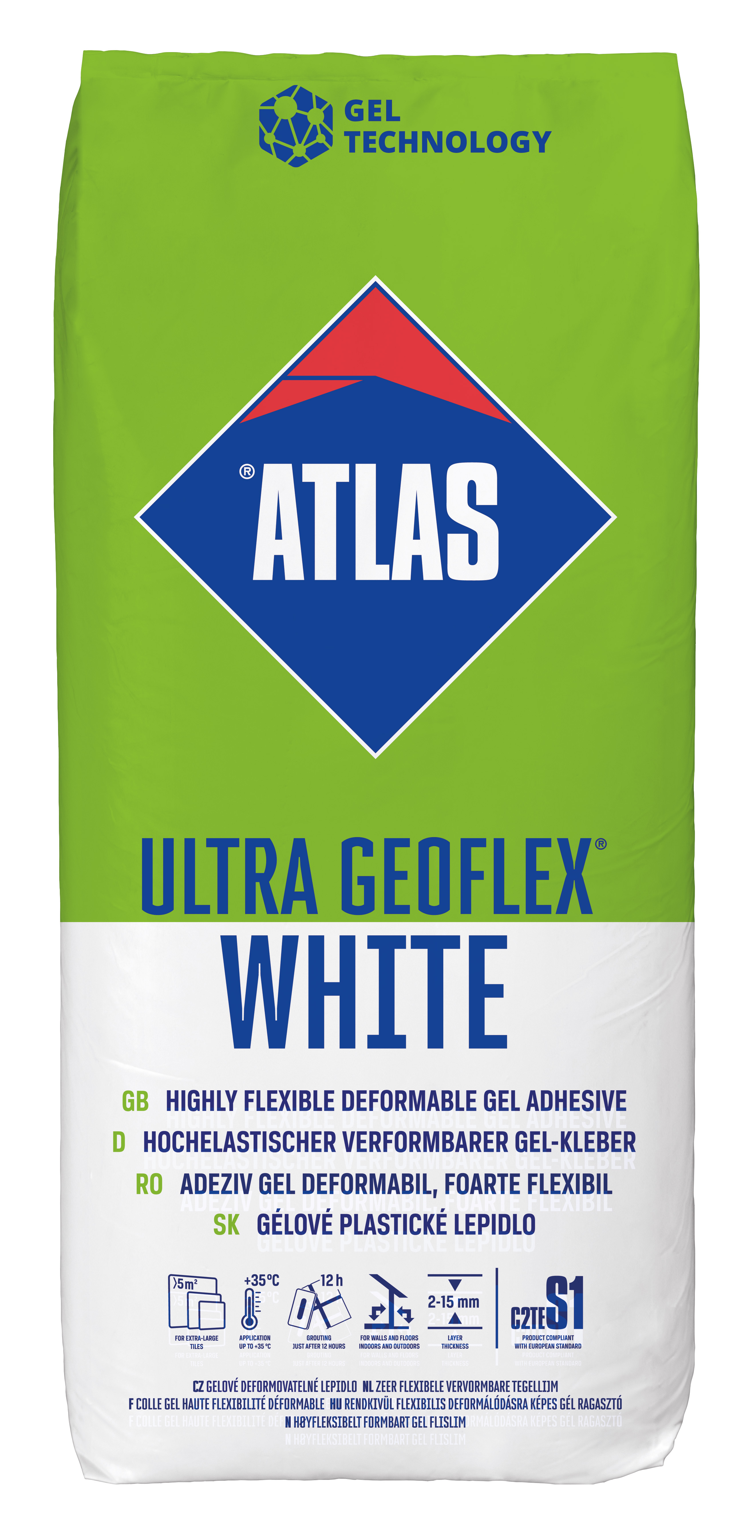 Adeziv super flexibil alb 25kg atlas geoflex ultra white