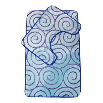 Set 2 covorase baie spuma cu memorie spiral albastru 50x80 cm