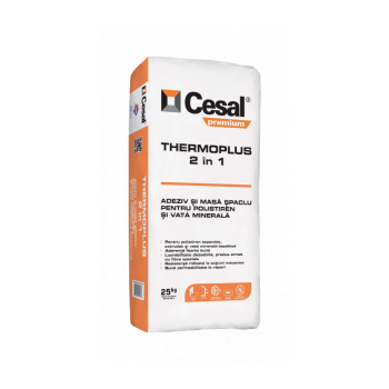 Cesal ThermoPlus 2in1 gri, 25kg, Adeziv polistiren, vata minerala, masa de spaclu