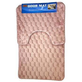 SET BAIE 2 PIESE DOORMAT HEX 50*80 ROZ PAL YNF