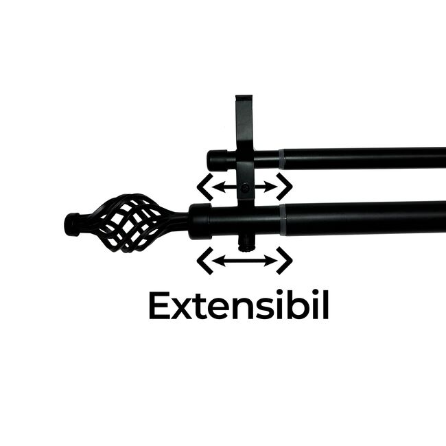 Galerie extensibila flacara argintie dubla 2,1-4m, Draperio
