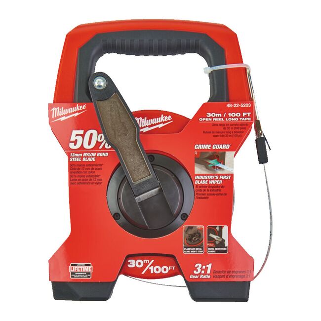 Ruletă cu bandă lungă în carcasă deschisă 30M Milwaukee, 48225203
