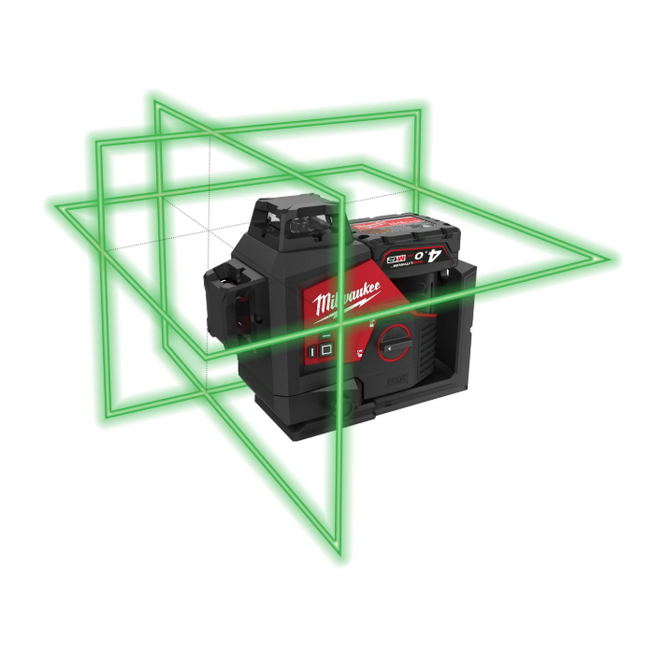 Nivelă laser verde 360° cu 3 planuri M12™ Milwaukee M12 3PLKIT-401P,  4933478960