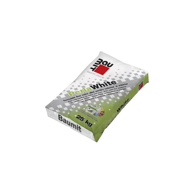 TENCUIALĂ EXTRA ALBĂ FINĂ BAUMIT PERLAWHITE 25KG