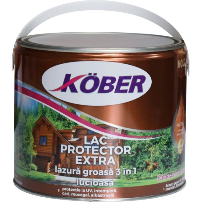 Lac protector extra 3 in 1 pentru lemn kober stejar inchis 2.5l